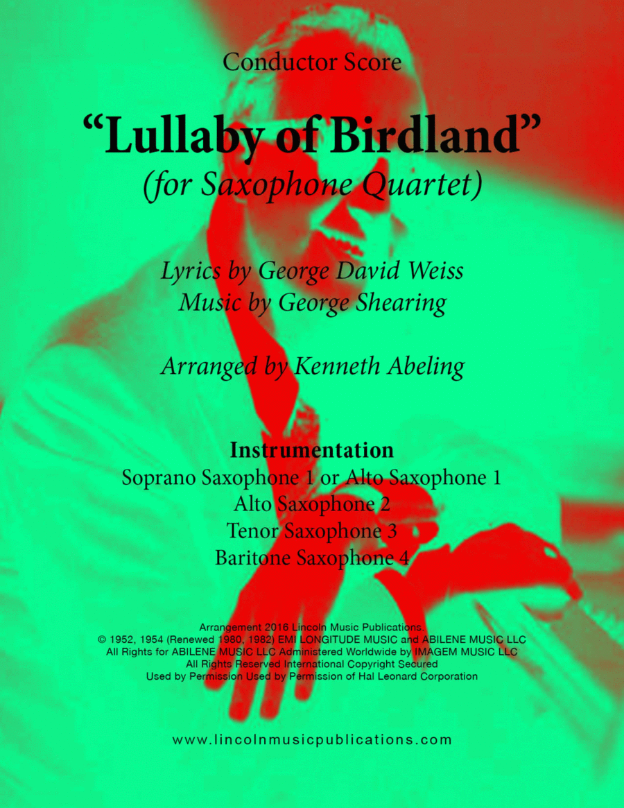 Lullaby Of Birdland Saxophone Quartet scores gallery preview page 1