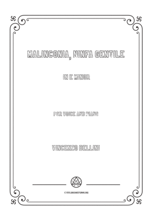 Book cover for Bellini-Malinconia,Ninfa gentile in e minor,for voice and piano