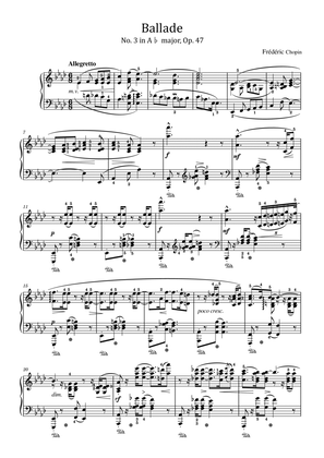 Chopin - Ballade No. 3 in A♭ major, Op. 47 - Original For Piano Solo With Fingered