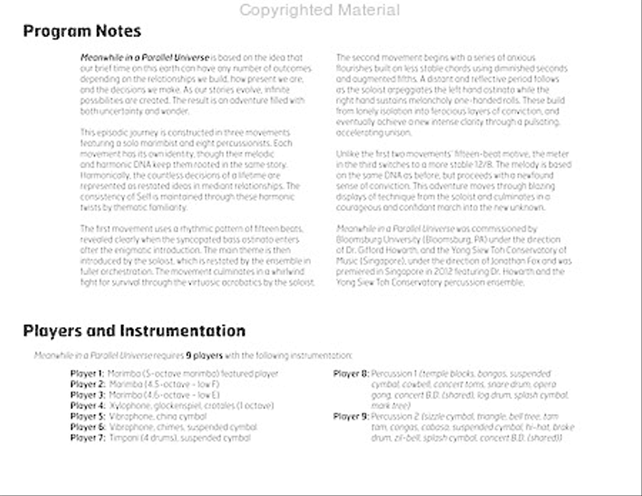 Meanwhile in a Parallel Universe Redux Percussion Ensemble scores gallery preview page 3