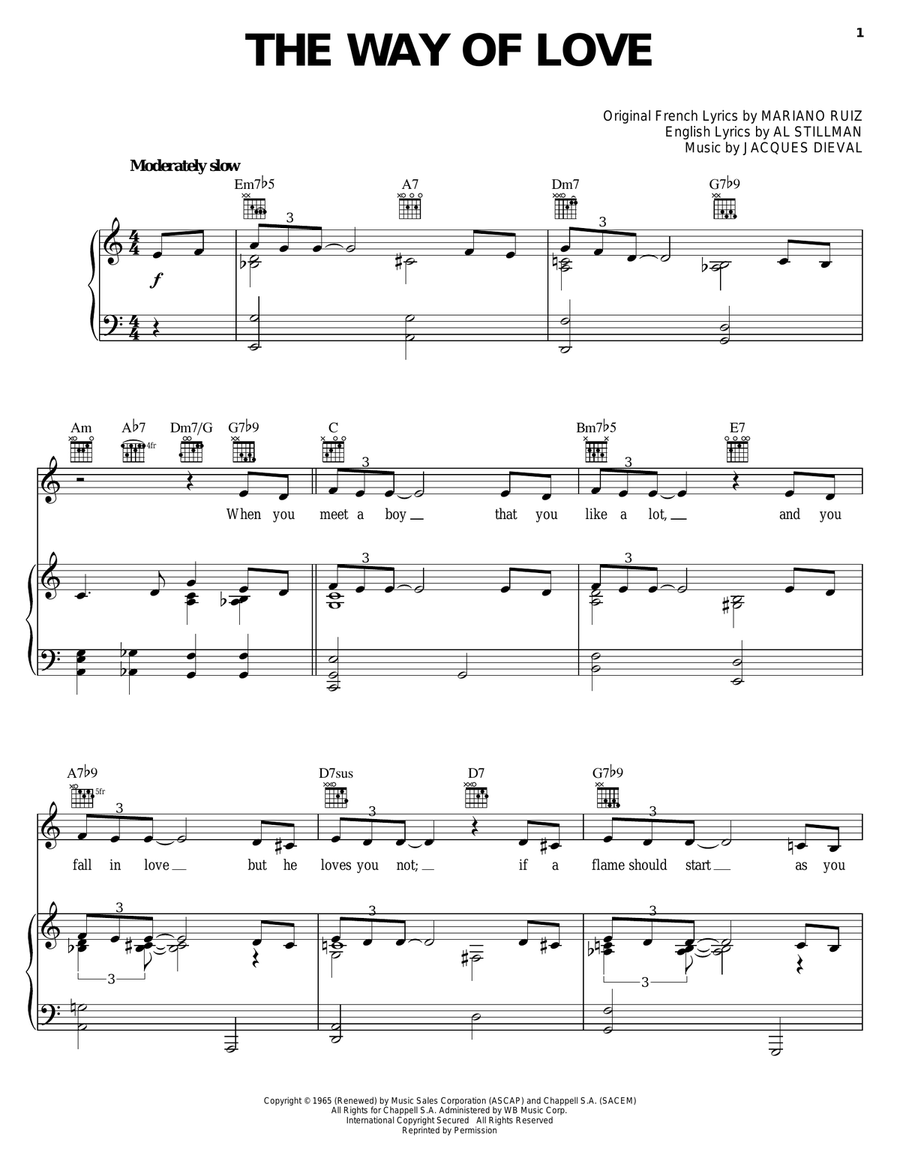 The Way Of Love The Way Of Love Piano, Vocal, Guitar scores gallery preview page 1