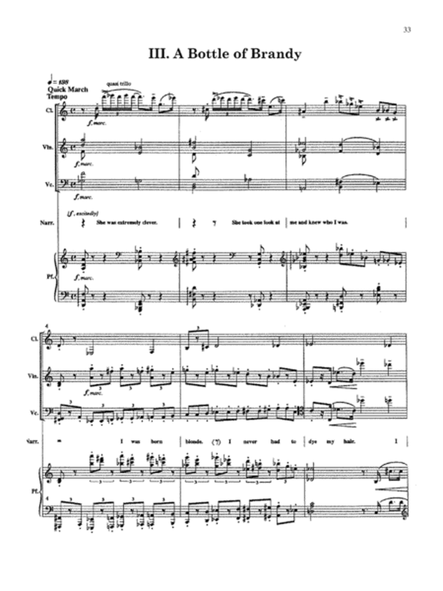 Sparks of Glory for Violin, Clarinet, Piano, Cello and Narrator (Full Score Only)