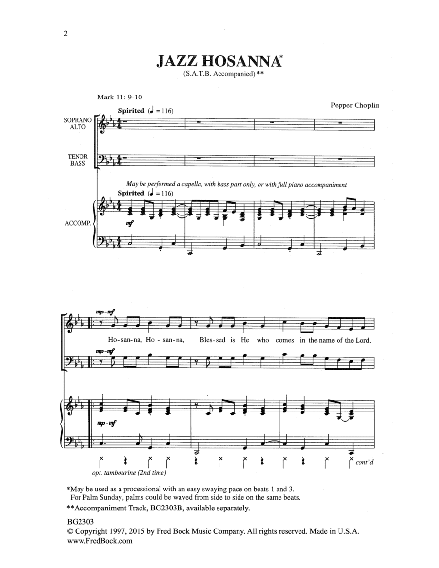 Jazz Hosanna 4-Part scores gallery preview page 1