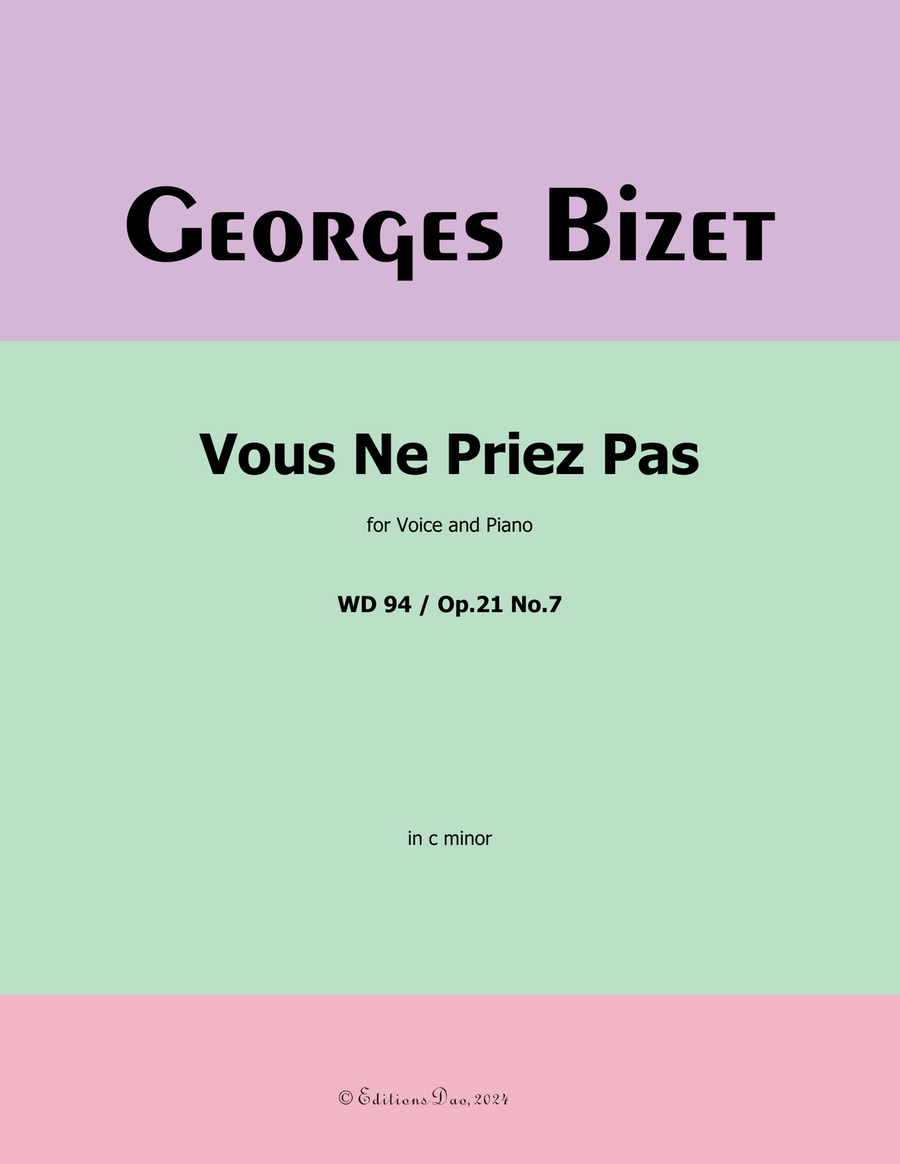 Vous Ne Priez Pas, by Bizet, in c minor Voice scores gallery preview page 1