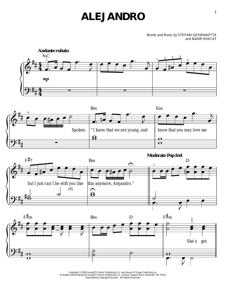 Alejandro Voice scores gallery preview page 1