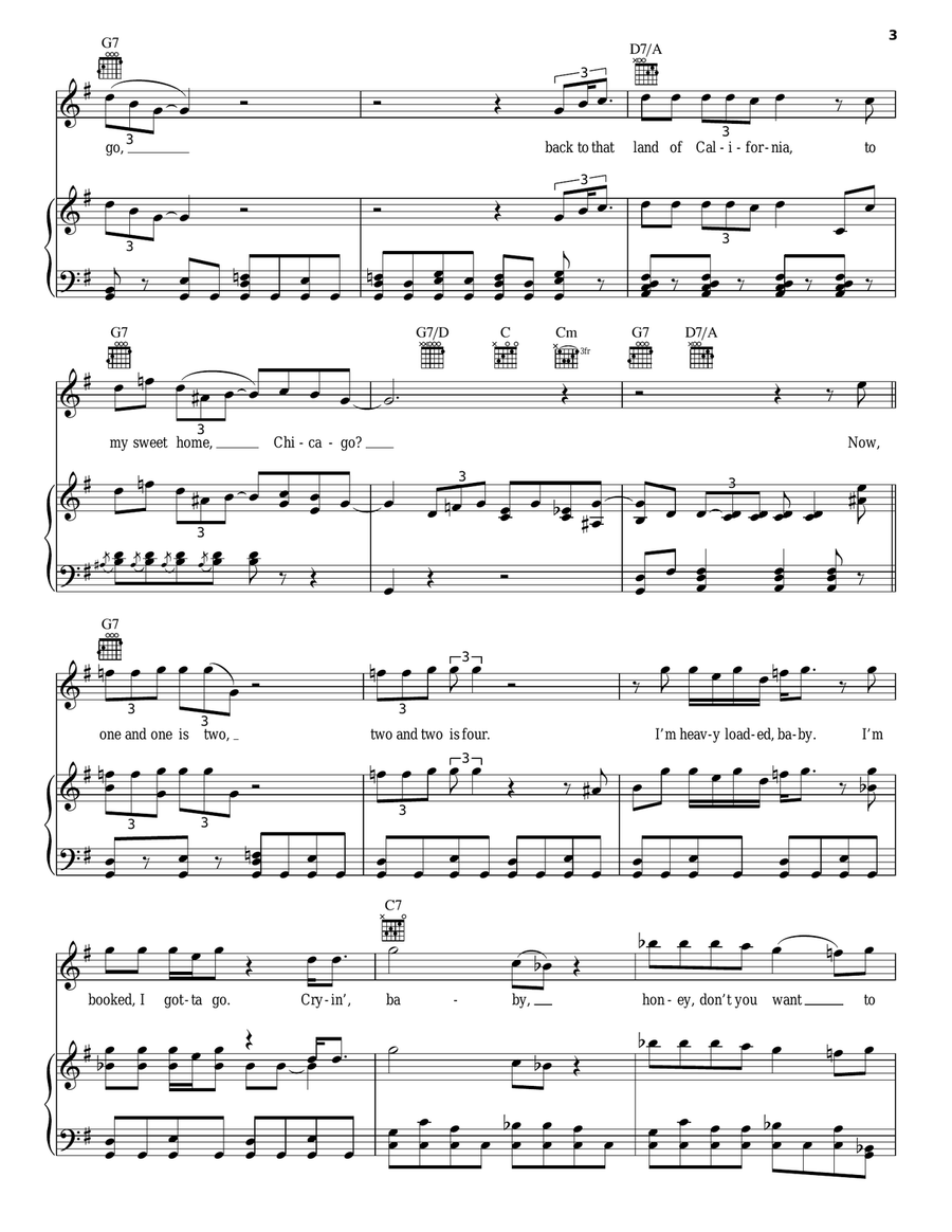Sweet Home Chicago Piano, Vocal, Guitar scores gallery preview page 3