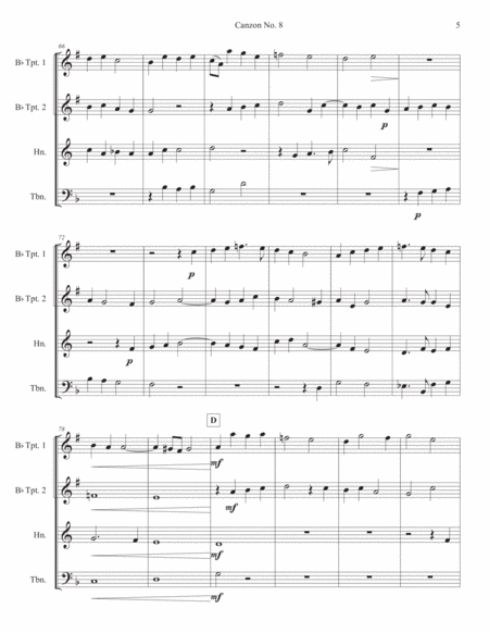 "Canzon No. 8: La Fontana" for Brass Quartet - Florentio Maschera image number null