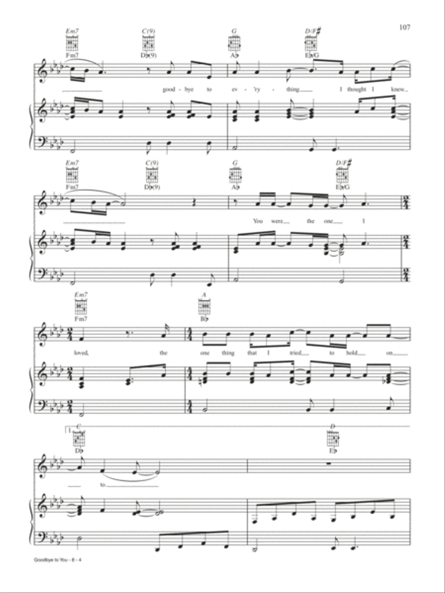 Goodbye to You Goodbye to You Piano, Vocal, Guitar scores gallery preview page 4