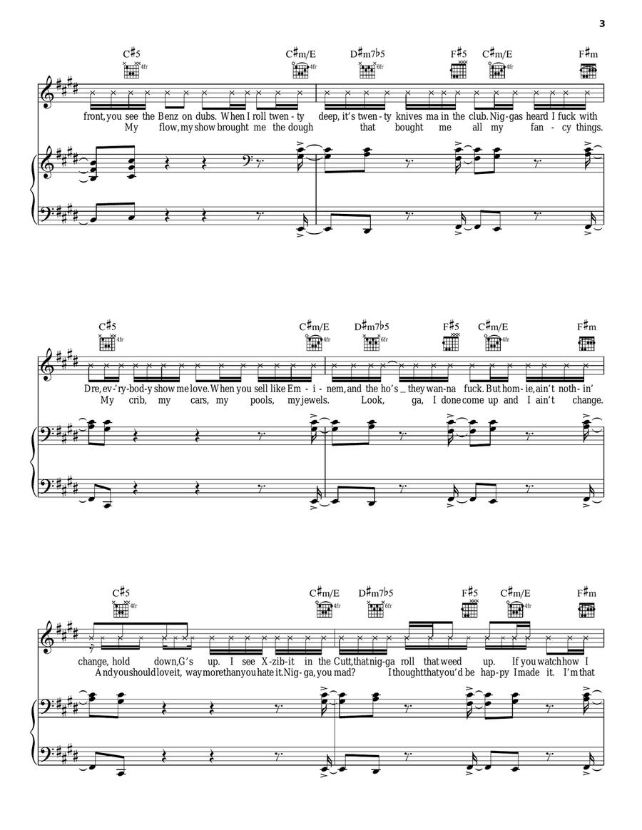 In Da Club In Da Club Piano, Vocal, Guitar scores gallery preview page 3