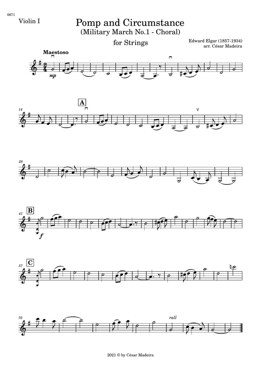 Pomp and Circumstance No.1 - String Orchestra (Individual Parts) image number null