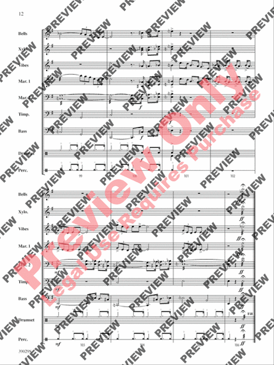 The Pink Panther Medley (Inspector Clouseau and The Pink Panther Theme) Percussion Ensemble scores gallery preview page 13