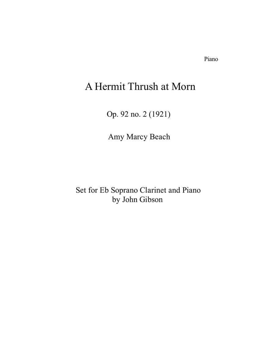 Amy Beach - Hermit Thrush at Morn set for E-Flat Clarinet and Piano E-Flat Clarinet scores gallery preview page 4