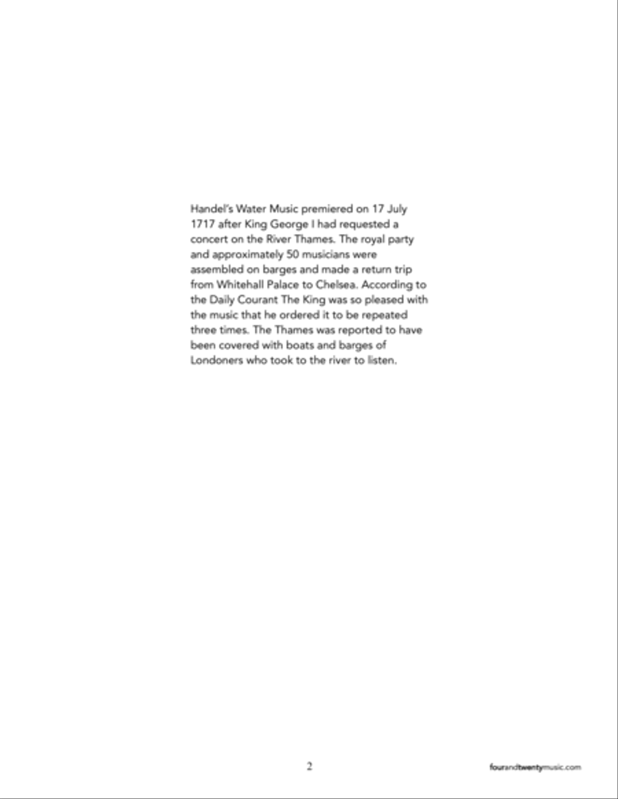 'Hornpipe' from the Water Music, arranged for four flutes and piano Small Ensemble scores gallery preview page 2