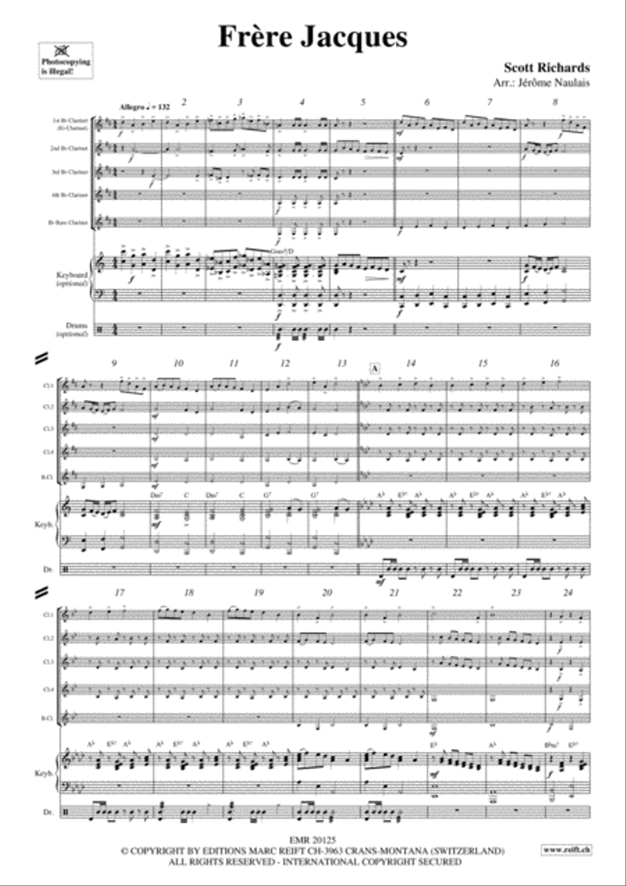 Frere Jacques Frere Jacques Clarinet Quintet scores gallery preview page 3