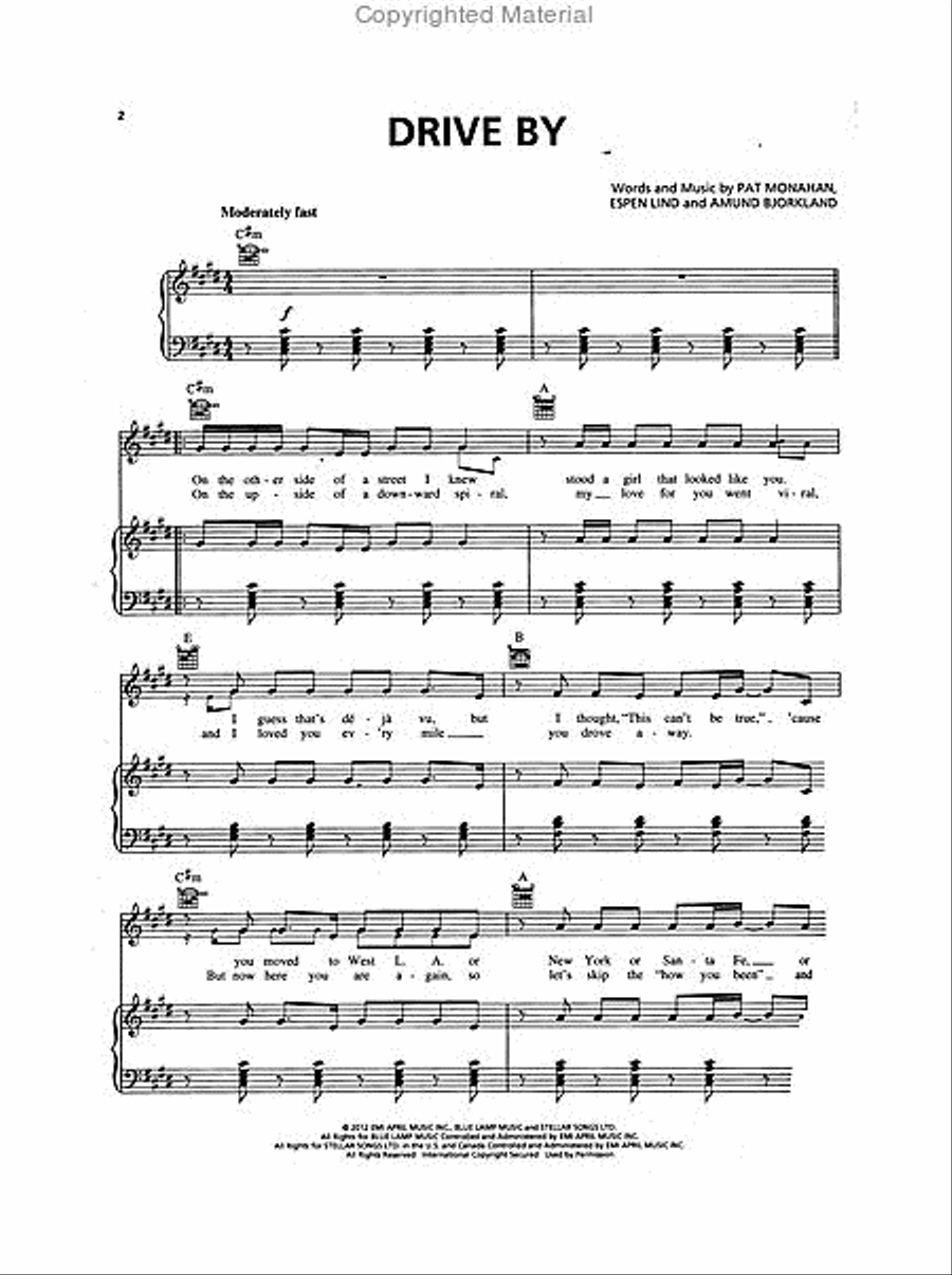 Drive By Piano, Vocal, Guitar scores gallery preview page 2