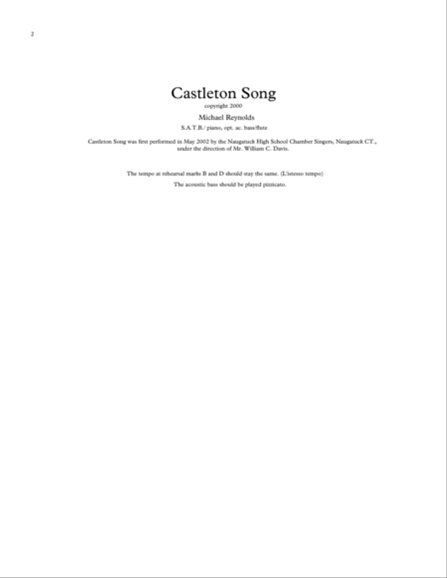 Castleton Song Castleton Song 4-Part scores gallery preview page 2
