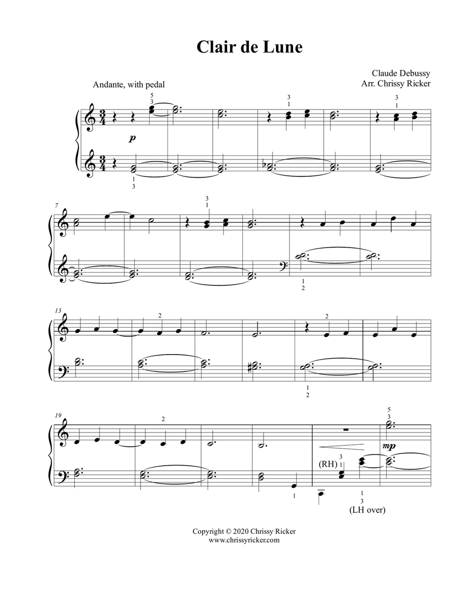 Clair de Lune - easy piano/early intermediate Easy Piano scores gallery preview page 1