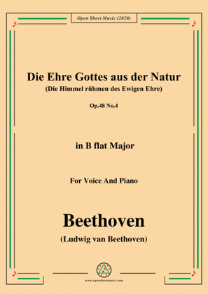 Beethoven-Die Ehre Gottes aus der Natur,in B flat Major,for Voice and Piano