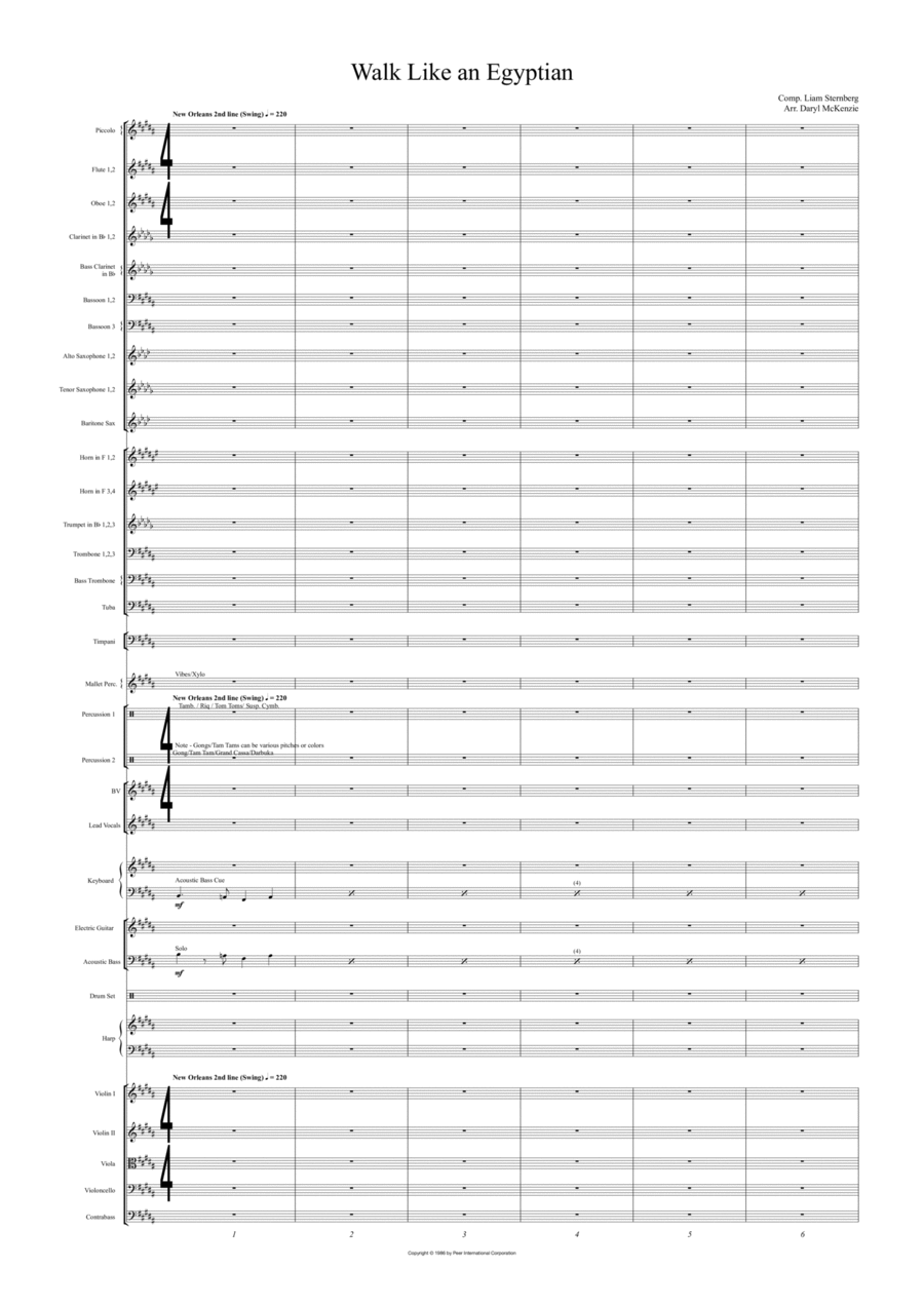 Walk Like An Egyptian Walk Like An Egyptian Full Orchestra scores gallery preview page 1