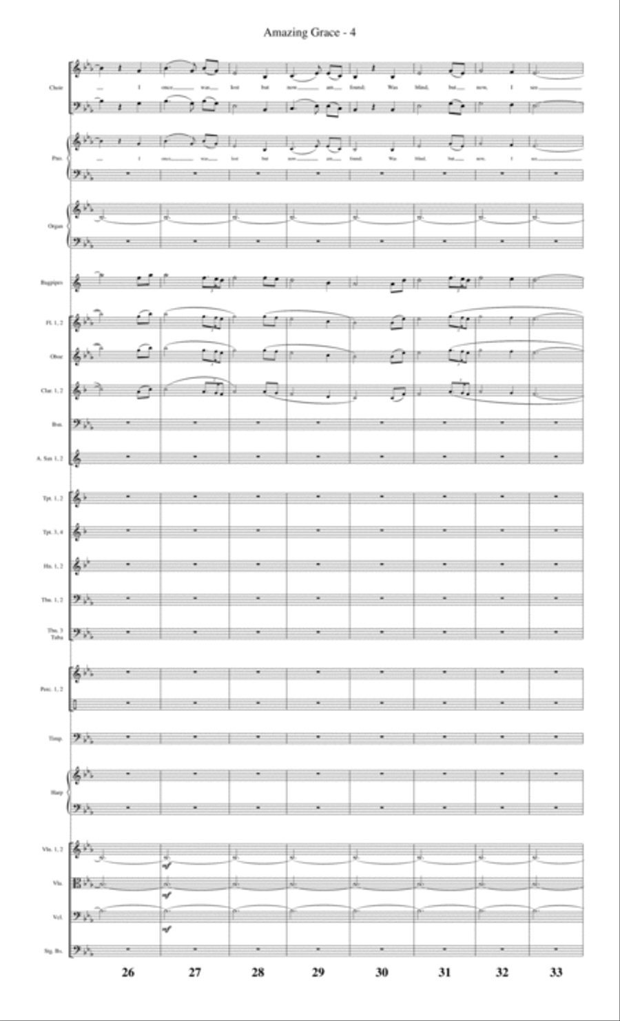 Amazing Grace (with opt.Bagpipes) - orchestration Full Orchestra scores gallery preview page 5