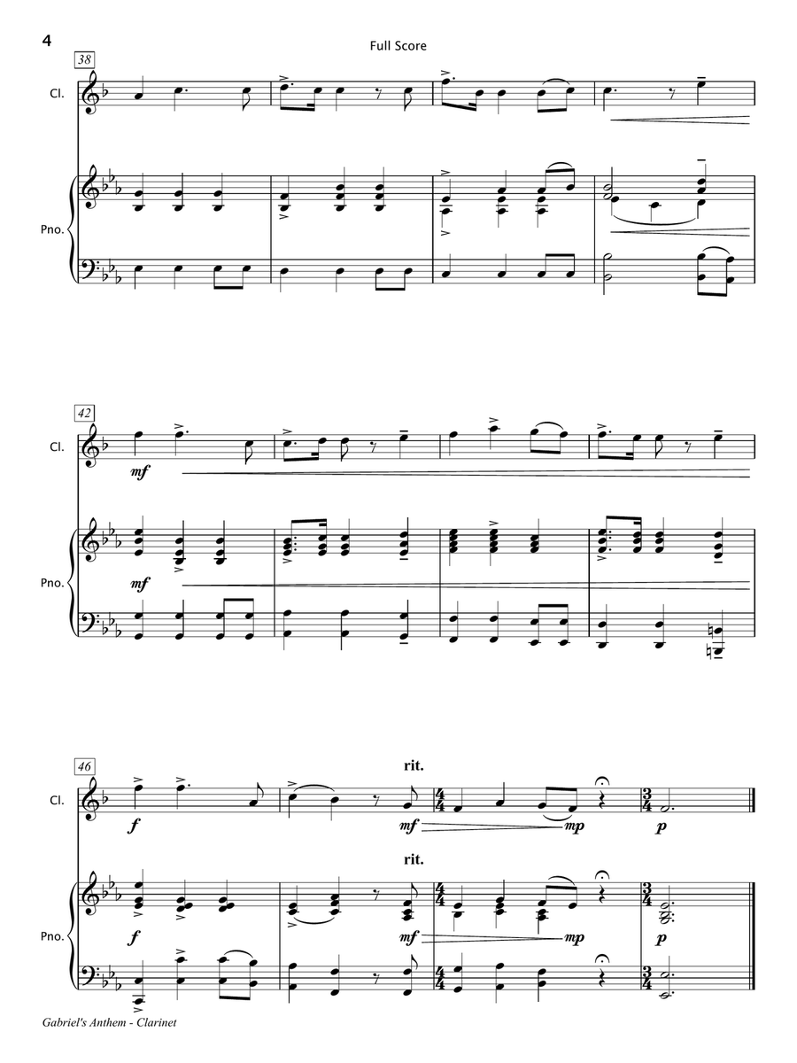 Gabriel's Anthem [Clarinet & Piano] B-Flat Clarinet scores gallery preview page 5