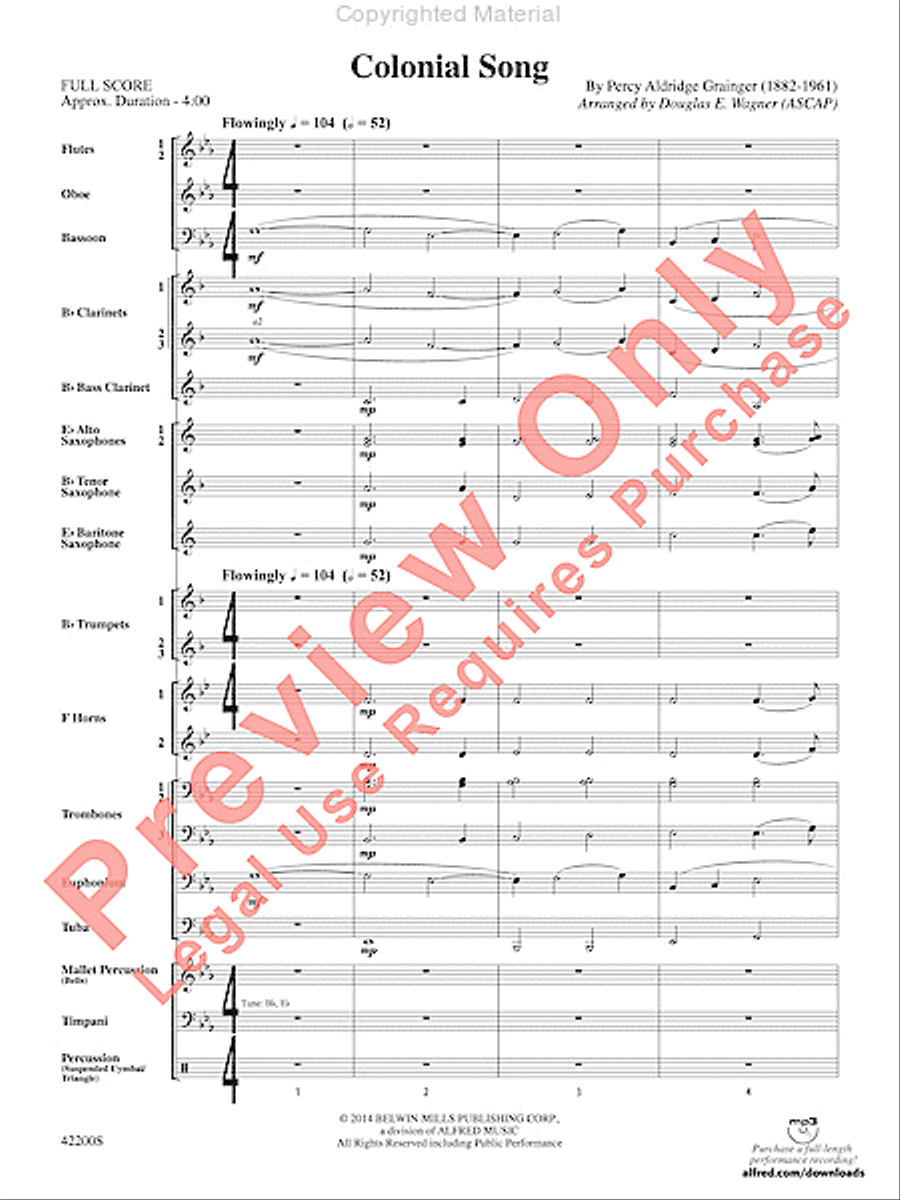 Colonial Song Concert Band scores gallery preview page 2