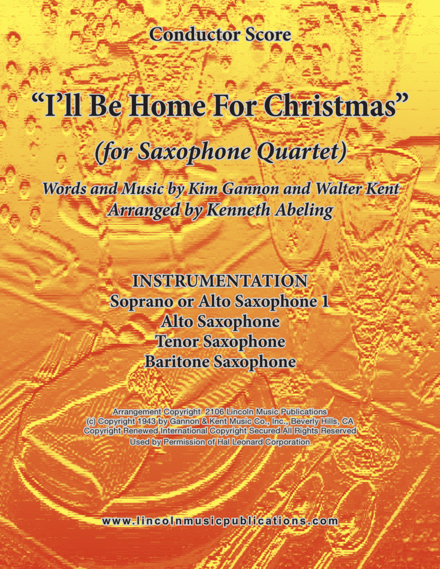 I'll Be Home For Christmas Saxophone Quartet scores gallery preview page 1