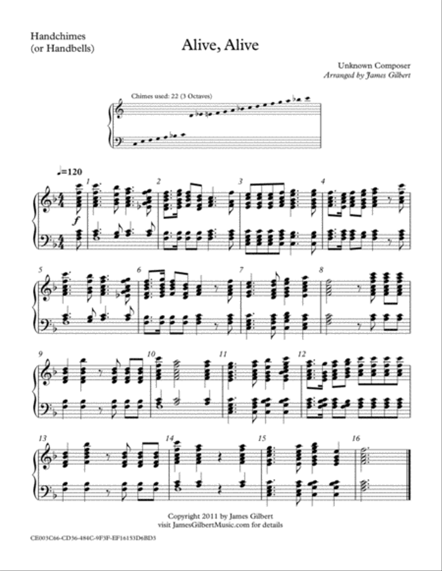 Alive, Alive Handbell Choir scores gallery preview page 1