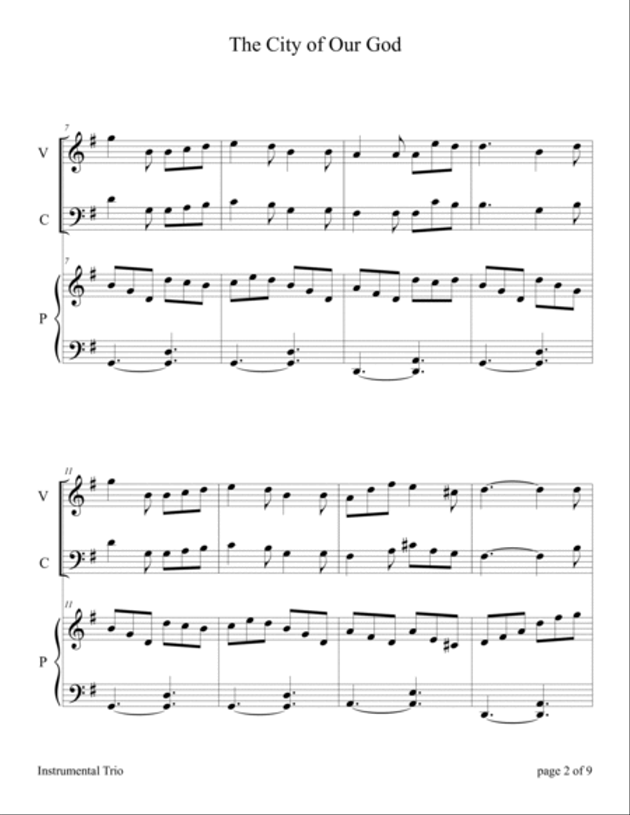 The City of Our God (for VIOLIN and CELLO Duet with PIANO Accompaniment) image number null