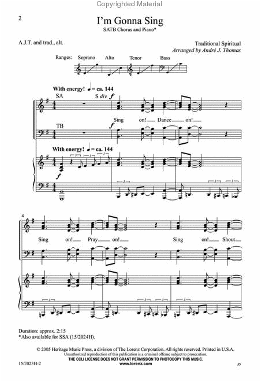 I'm Gonna Sing I'm Gonna Sing 4-Part scores gallery preview page 2