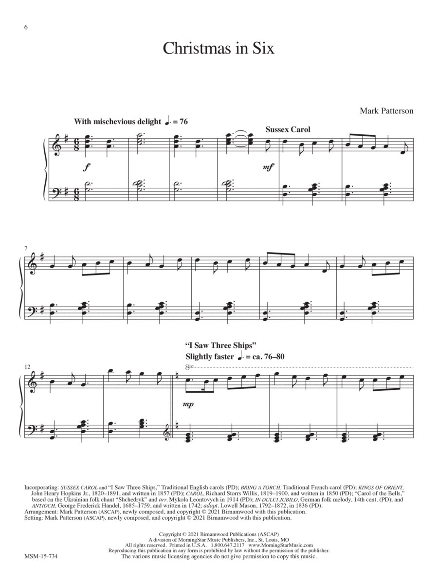 Christmas in Six Piano Solo scores gallery preview page 1