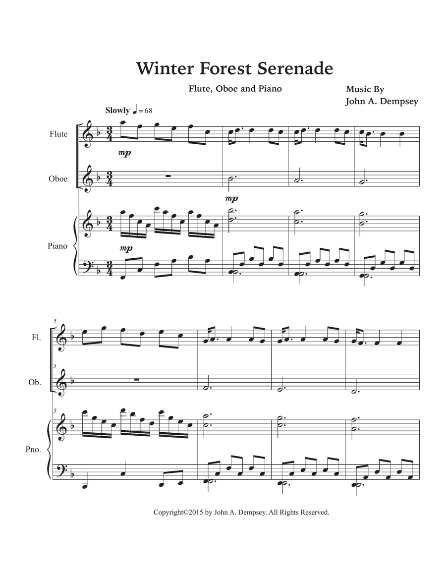 Winter Forest Serenade (Trio for Flute, Oboe and Piano) Small Ensemble scores gallery preview page 5
