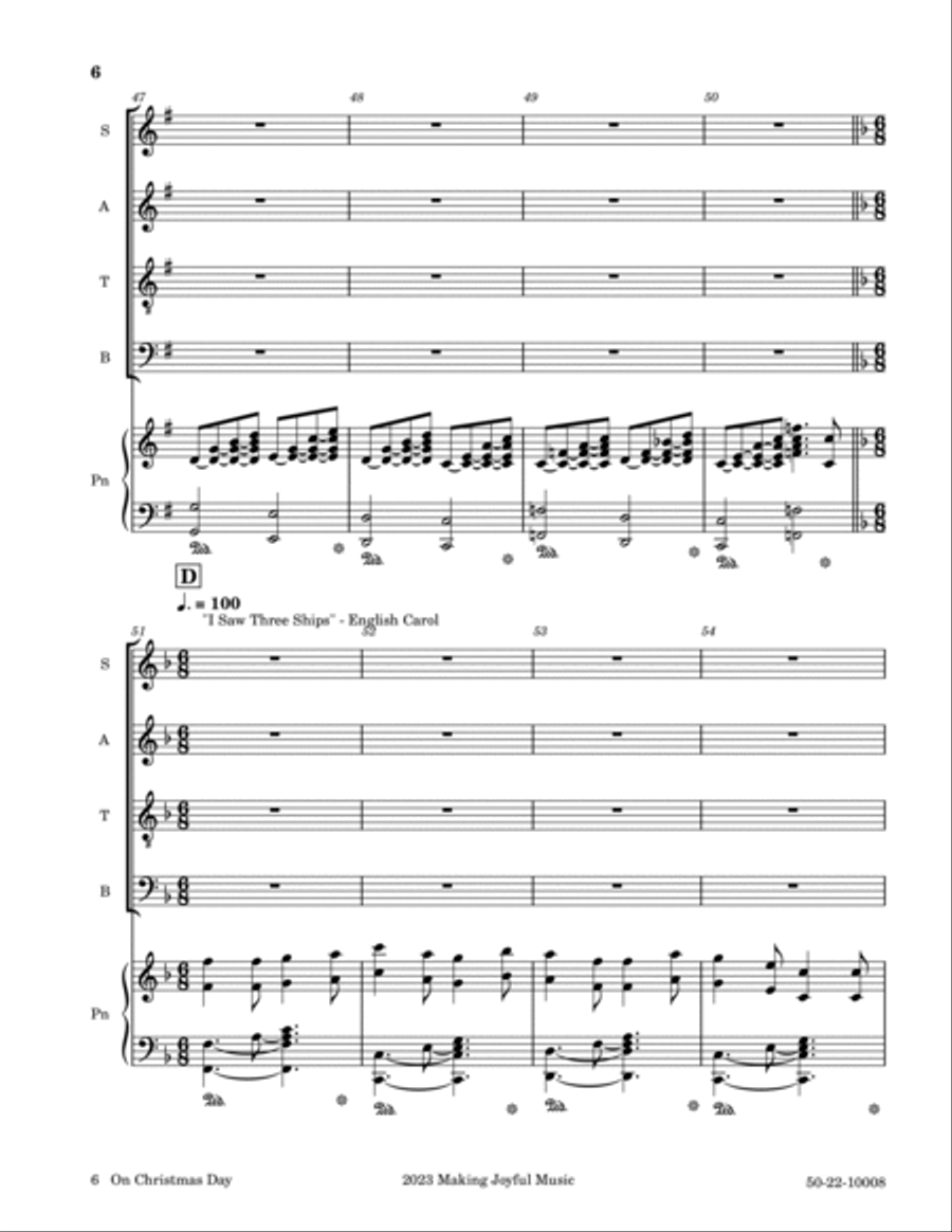On Christmas Day - SATB divisi Ensemble Divisi scores gallery preview page 6