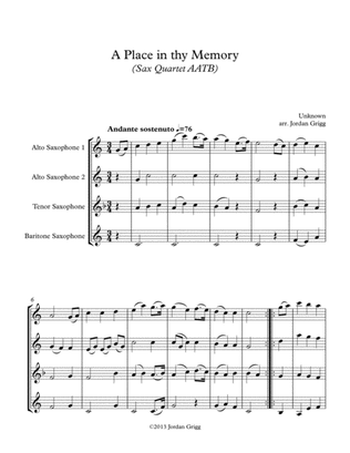A Place in thy Memory (Sax Quartet AATB)
