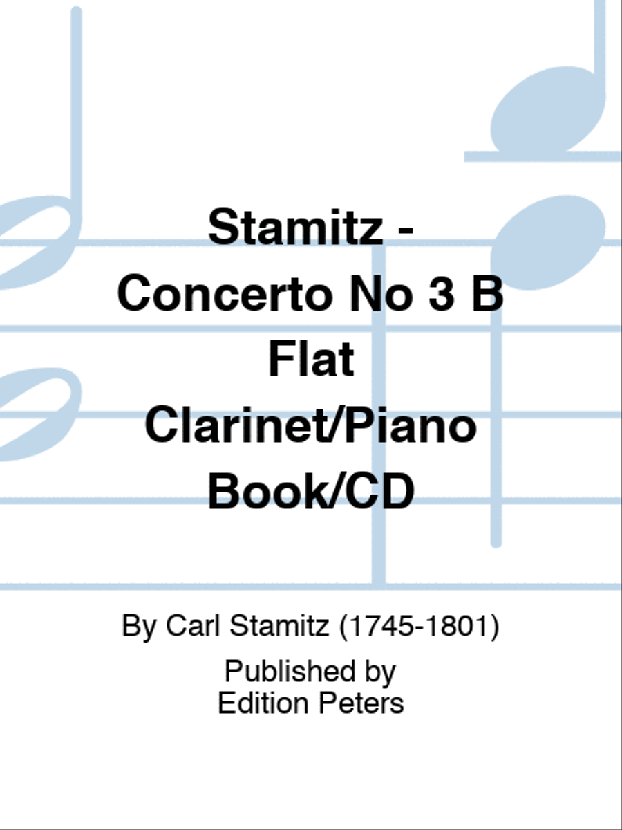 Stamitz - Concerto No 3 B Flat Clarinet/Piano Book/CD B-Flat Clarinet scores gallery preview page 1