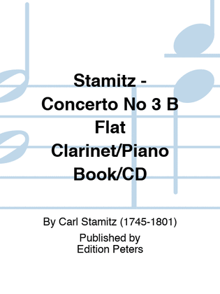 Book cover for Stamitz - Concerto No 3 B Flat Clarinet/Piano Book/CD