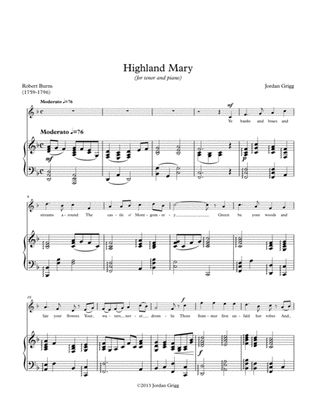 Highland Mary (for tenor and piano)