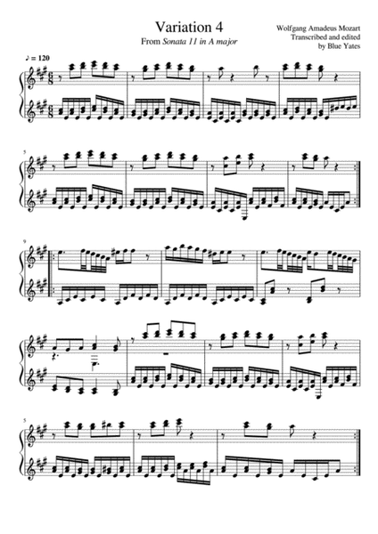 Variation 4 from 'Sonata No.11 in A' (Wolfgang Amadeus Mozart)