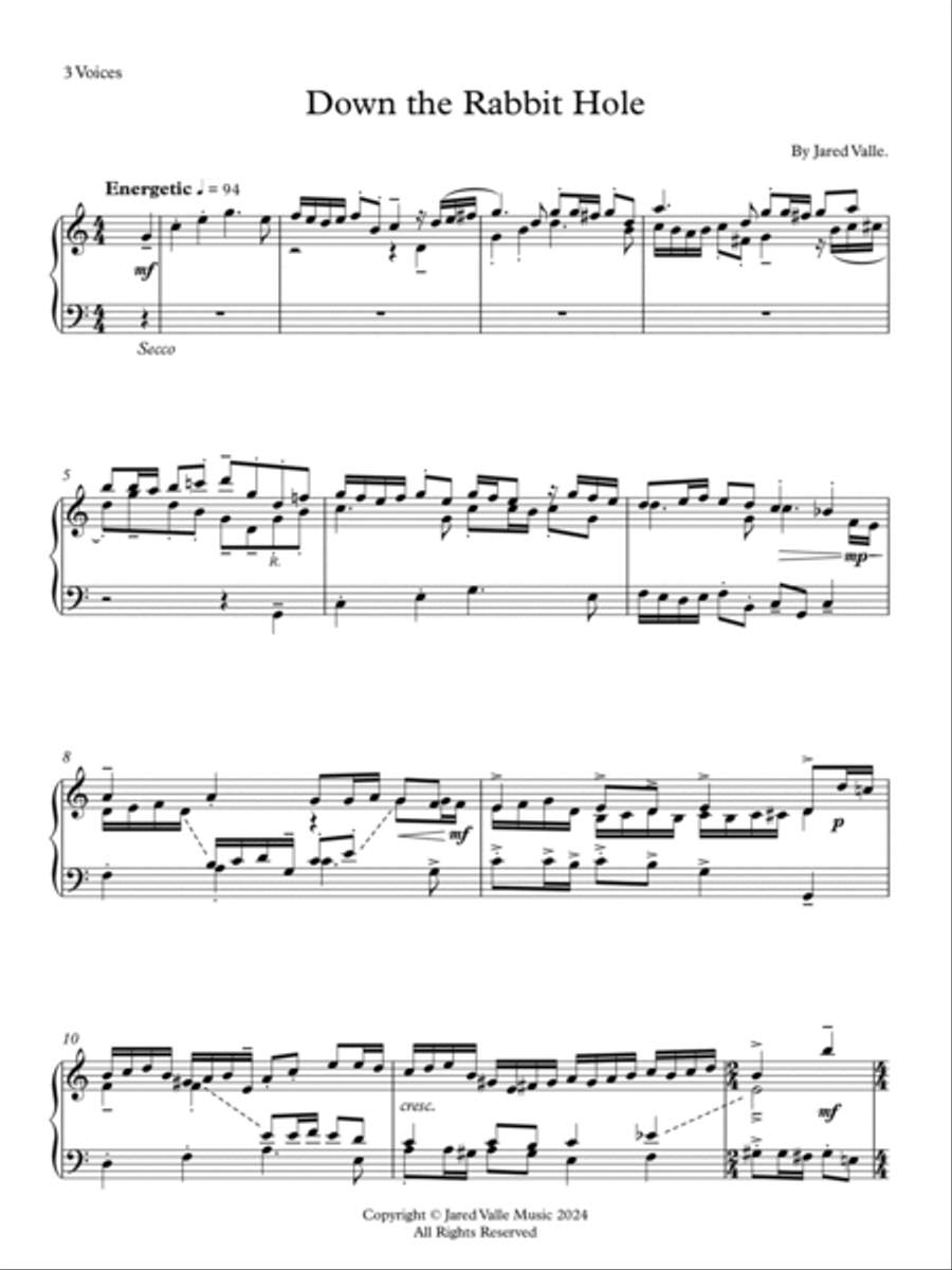 Down the Rabbit hole - Piano solo or Trio Chamber Music scores gallery preview page 2