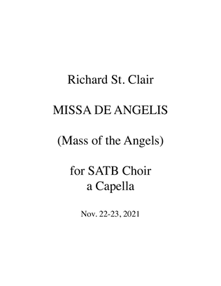 Book cover for MISSA DE ANGELIS (Mass of the Angels) Latin Mass for SATB Choir a Capella