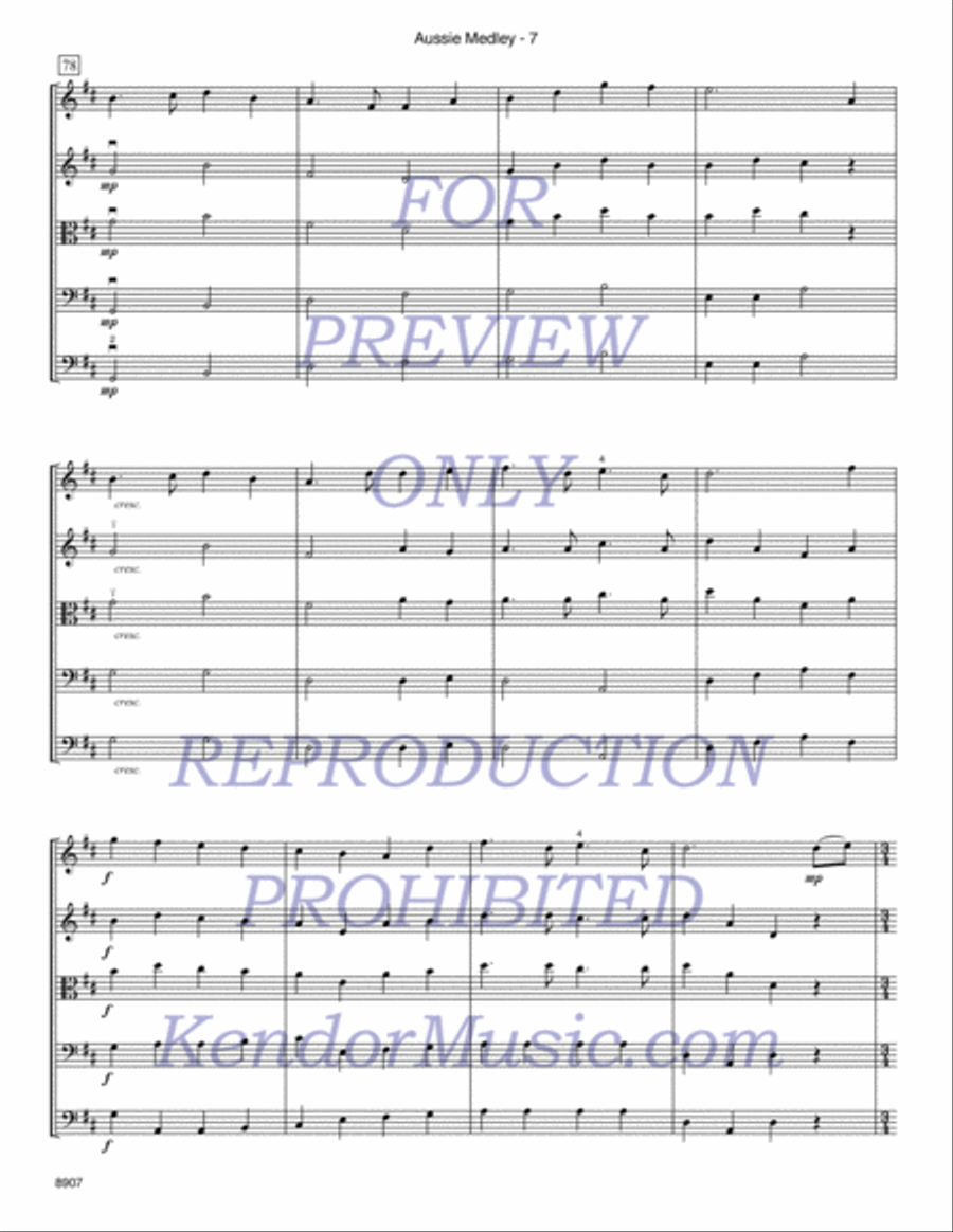 Aussie Medley Aussie Medley String Orchestra scores gallery preview page 8