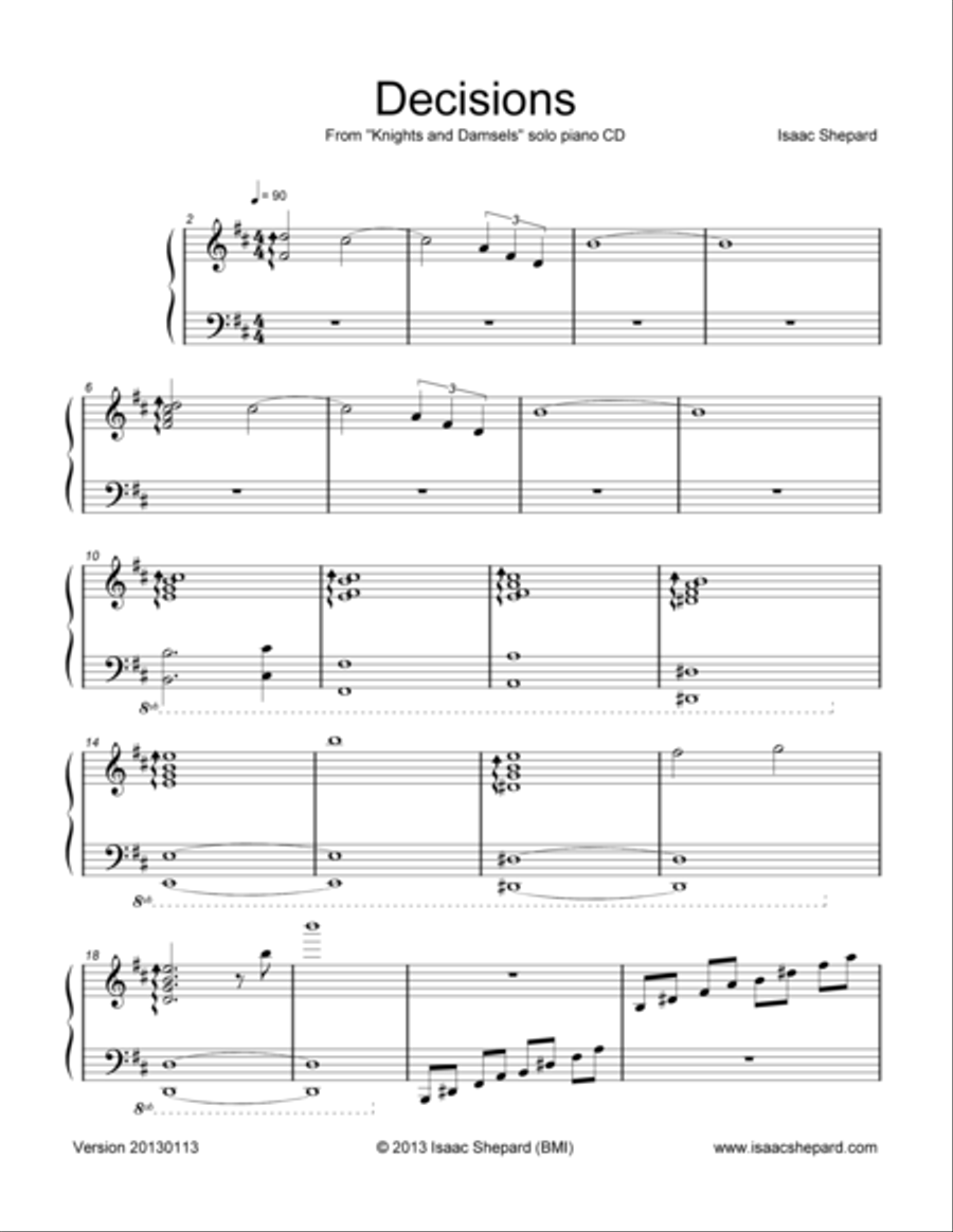 Decisions Piano Solo scores gallery preview page 1