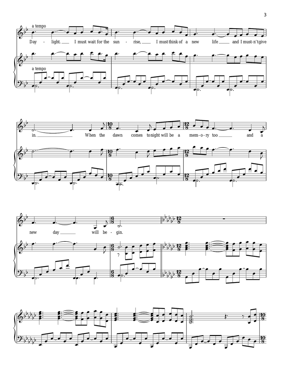 Memory (from Cats) Piano, Vocal scores gallery preview page 3