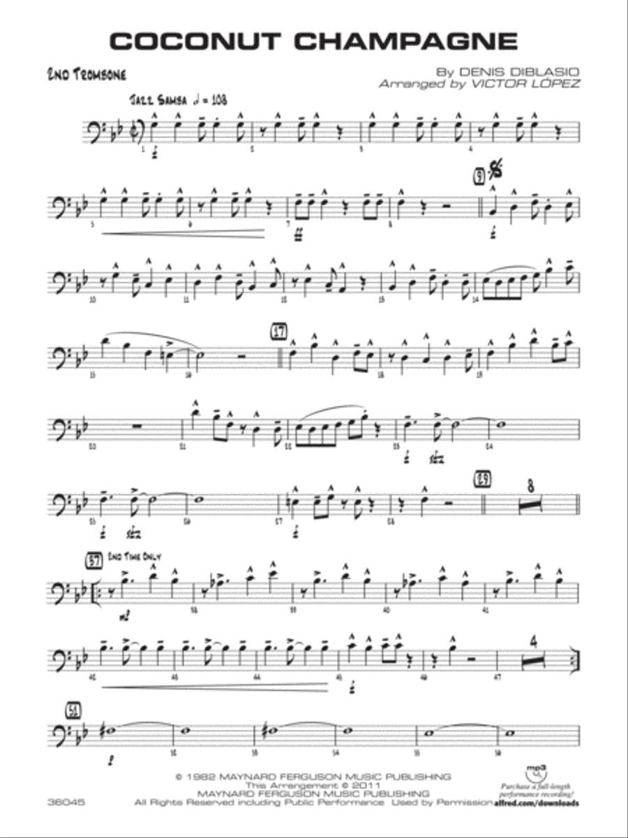 Coconut Champagne: 2nd Trombone Jazz Ensemble scores gallery preview page 1