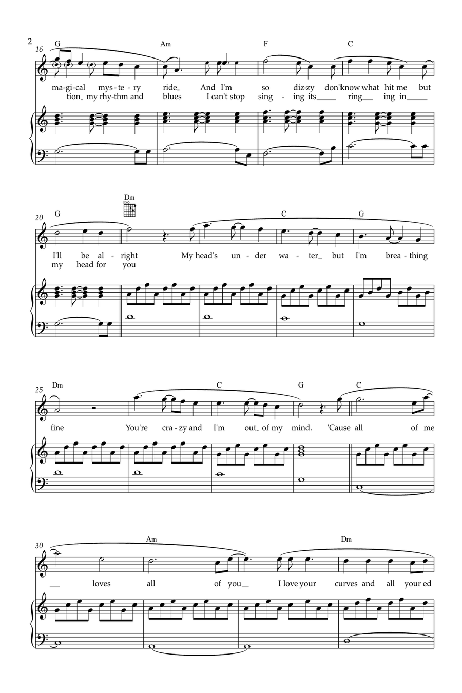 All Of Me Piano, Vocal, Guitar scores gallery preview page 2