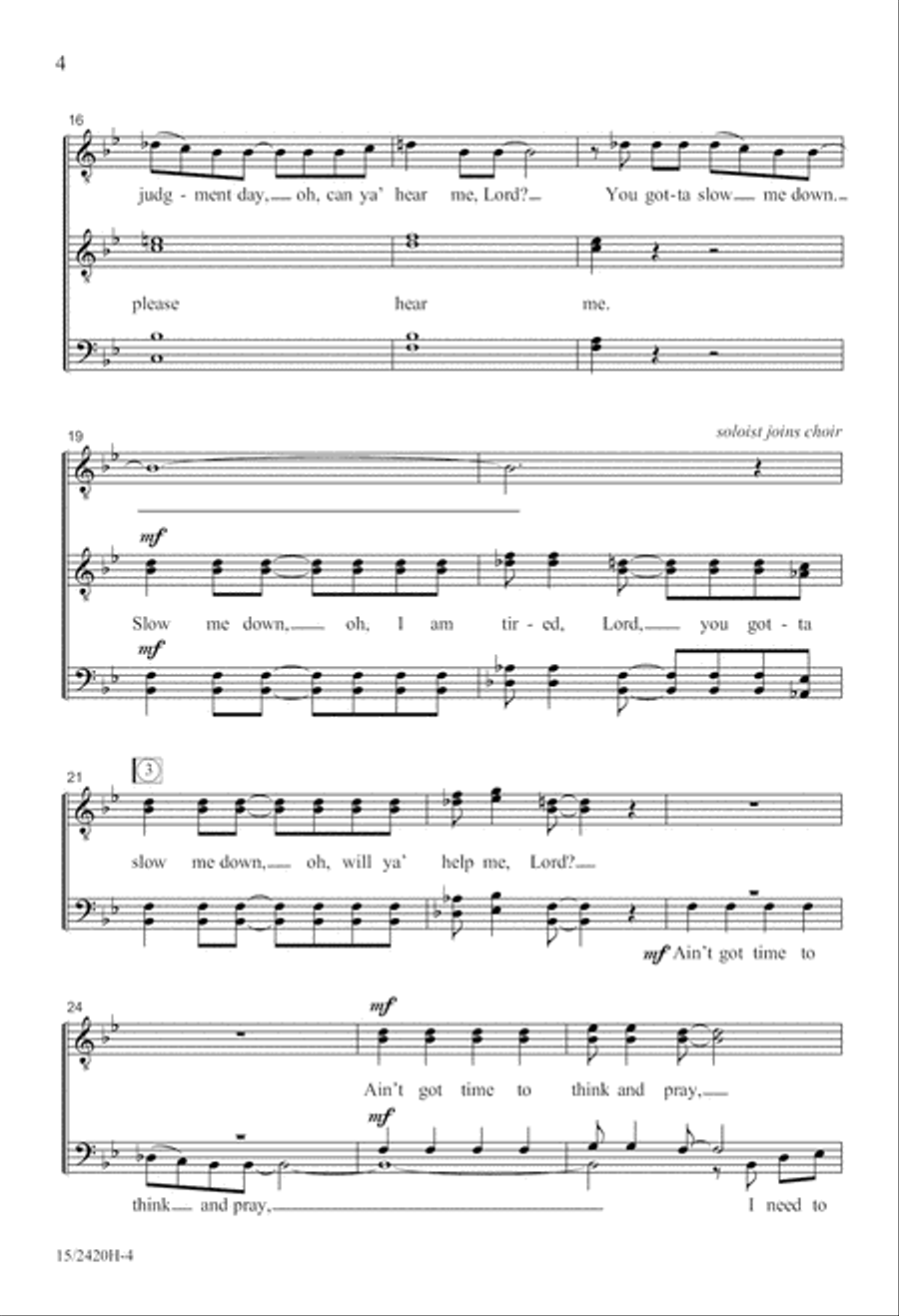 Slow Me Down, Lord TTBB scores gallery preview page 4