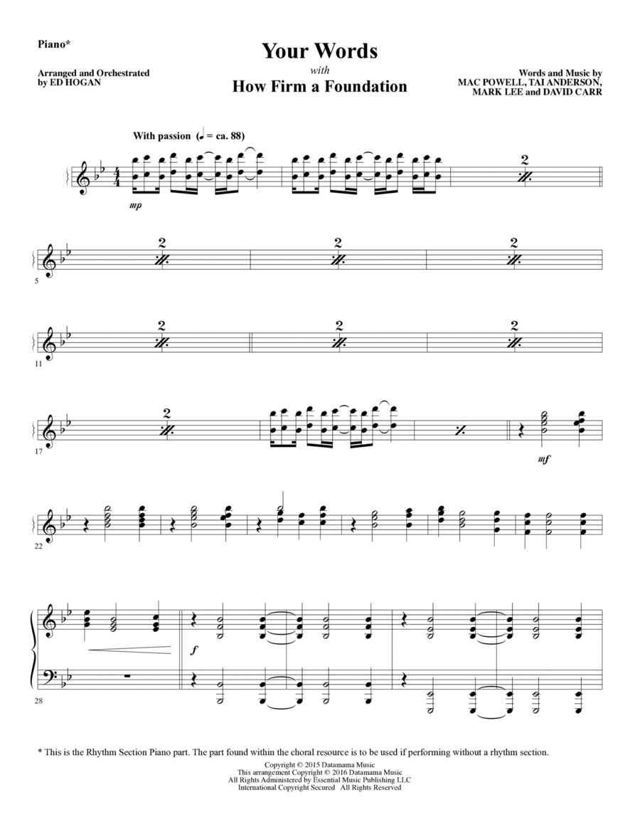 Your Words - Piano Your Words - Piano Choir scores gallery preview page 1