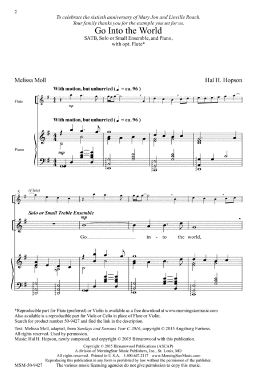 Go Into the World Go Into the World 4-Part scores gallery preview page 2