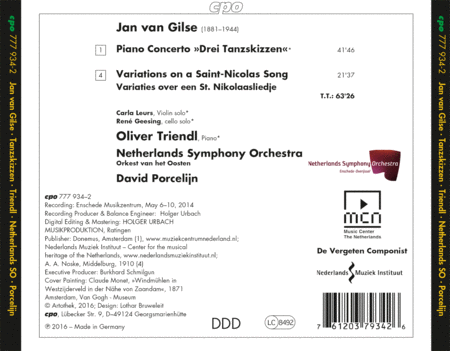 Jan van Gilse: Piano Concerto & Variations on a Saint-Nicolas Song