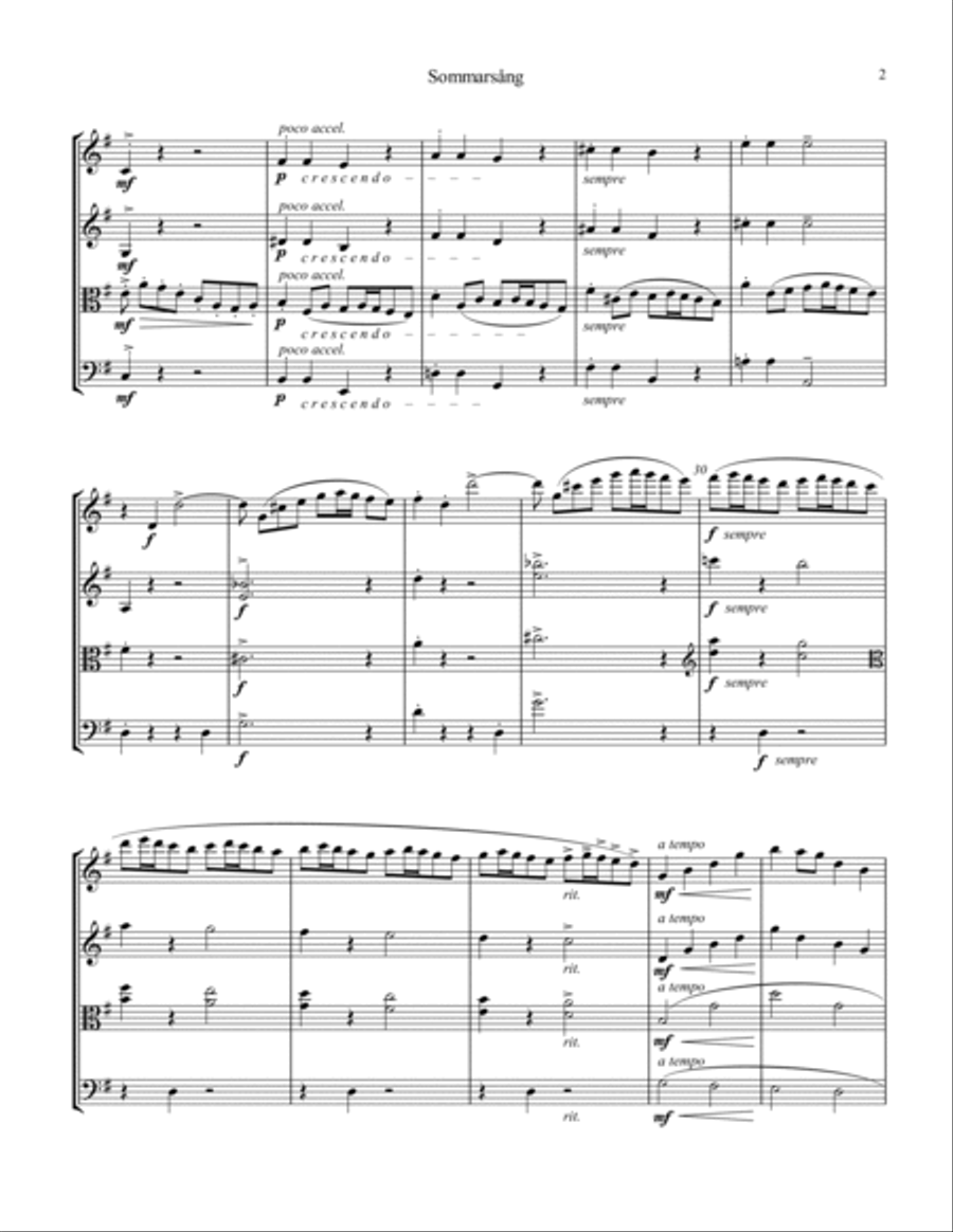 Sommarsång/Sommarsang for string quartet String Quartet scores gallery preview page 3